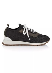 Brunello Cucinelli Metallic Knit Runner Sneakers