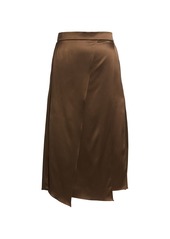 Brunello Cucinelli Metallic Panel Stretch-Silk Skirt