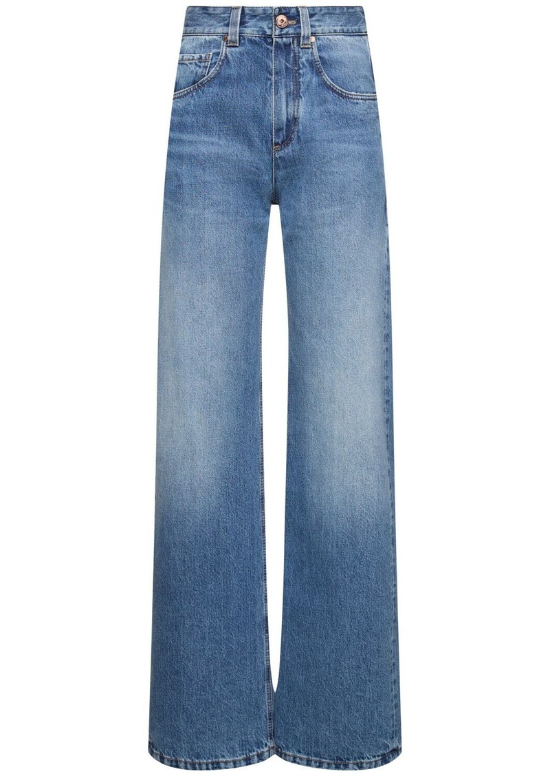 Brunello Cucinelli Mid Rise Denim Wide Jeans