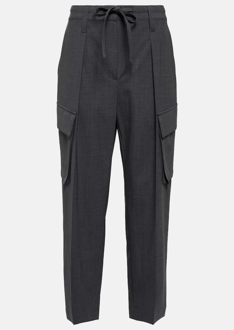 Brunello Cucinelli Mid-rise tapered wool-blend pants