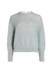 Brunello Cucinelli Mohair-Blend Crewneck Embellished Knit Sweater