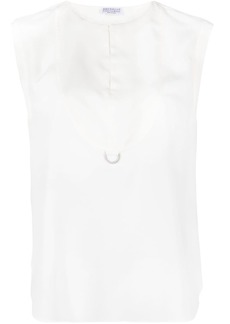 Brunello Cucinelli Monili-detail sleeveless silk blouse