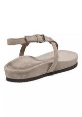 Brunello Cucinelli Monili-Embellished Suede Sandals