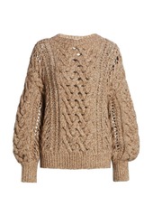 Brunello Cucinelli Open Weave Cashmere & Wool-Blend Knit Sweater