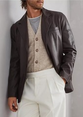 Brunello Cucinelli Polished Calfskin Blazer Style Outerwear Jacket