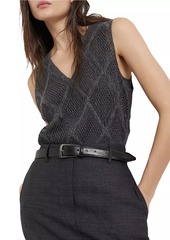 Brunello Cucinelli Precious Argyle Embroidery T-Shirt