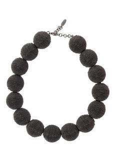 Brunello Cucinelli 'Precious Chunky Bead' Black Necklace with Monili Spheres in Brass Woman
