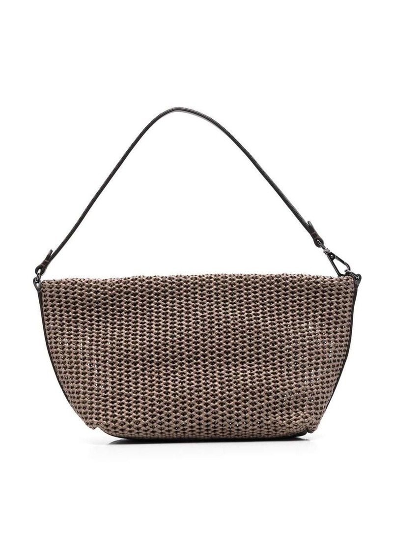 Brunello Cucinelli raffia-effect shoulder bag