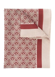 Brunello Cucinelli Red and White Floral-Print Scarf in Silk Woman
