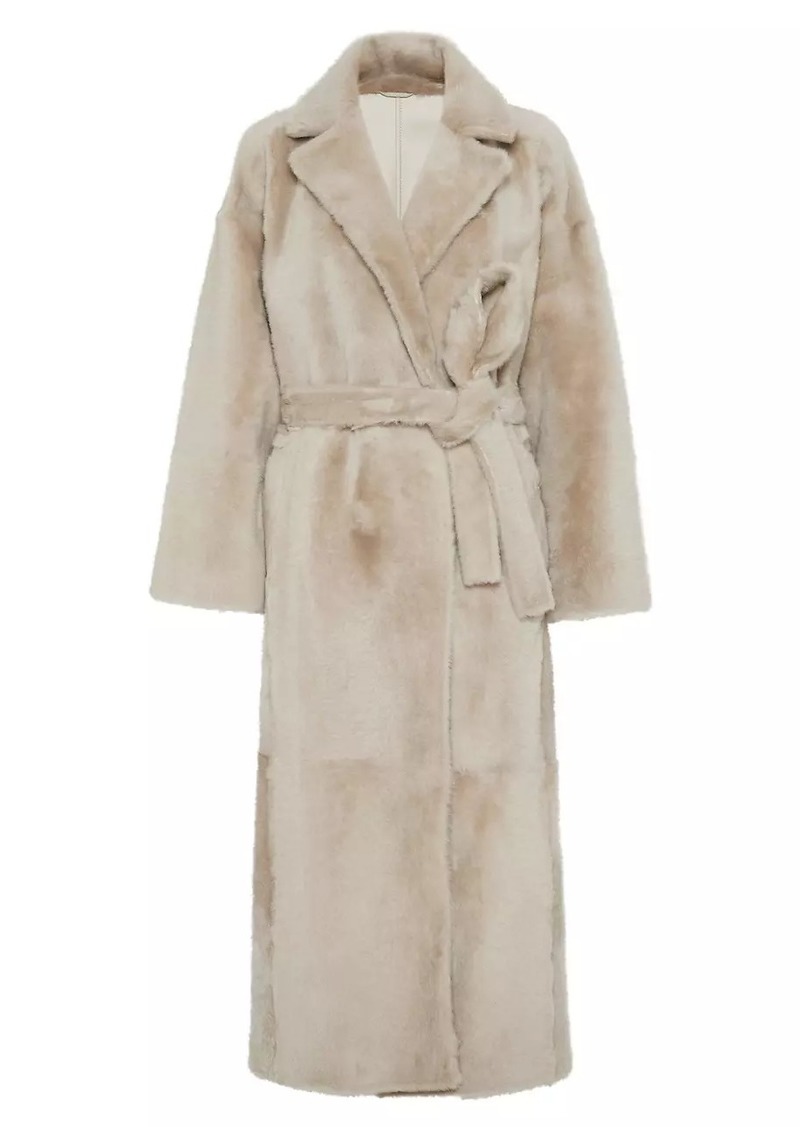 Brunello Cucinelli Reversible Shearling Coat with Shiny Details