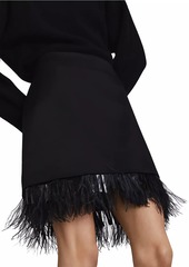 Brunello Cucinelli Satin Cady Couture Mini Skirt with Detachable Dazzling Feather Insert