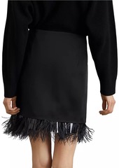 Brunello Cucinelli Satin Cady Couture Mini Skirt with Detachable Dazzling Feather Insert