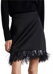 Brunello Cucinelli Satin Cady Couture Mini Skirt with Detachable Dazzling Feather Insert