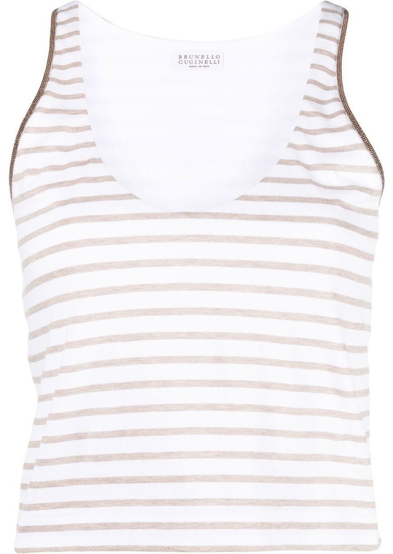 Brunello Cucinelli scoop-neck striped vest top