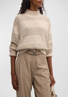 Brunello Cucinelli Sequined Stripe Wool-Cashmere Sweater