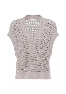 Brunello Cucinelli Silk and Linen Net Sweater