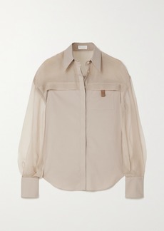 Brunello Cucinelli Silk-organza And Cotton-blend Poplin Shirt