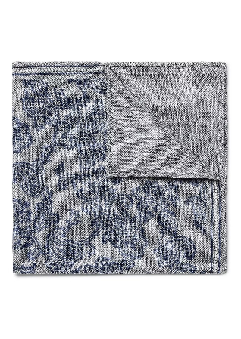 Brunello Cucinelli Silk Pocket Square with Paisley Design