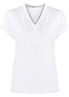 Brunello Cucinelli silvery trim V-neck T-shirt