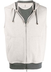 Brunello Cucinelli sleeveless contrasting-hem hoodie