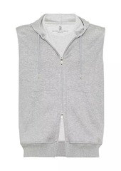 Brunello Cucinelli Sleeveless Sweatshirt with Zipper and Hood