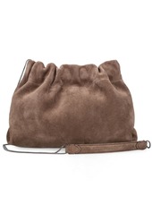 Brunello Cucinelli Soft Velour Leather Shoulder Bag