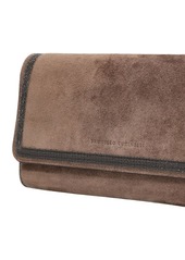 Brunello Cucinelli Softy Velour Embellished Leather Pouch