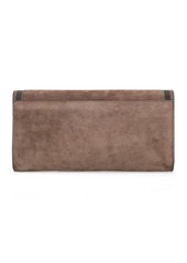 Brunello Cucinelli Softy Velour Embellished Leather Pouch