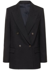Brunello Cucinelli Sparkle Pinstripe Wool Jacket