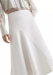 Brunello Cucinelli Stretch Cotton Asymmetric Midi Skirt