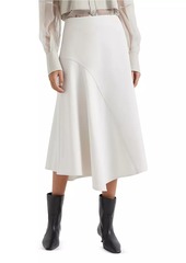 Brunello Cucinelli Stretch Cotton Asymmetric Midi Skirt