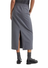 Brunello Cucinelli Stretch Cotton Lightweight French Terry Midi Track Skirt