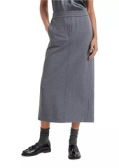 Brunello Cucinelli Stretch Cotton Lightweight French Terry Midi Track Skirt