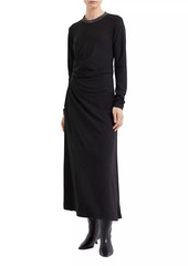 Brunello Cucinelli Stretch Virgin Wool Jersey Draped Dress