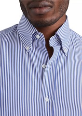 Brunello Cucinelli Striped Basic Fit Shirt with Button Down Collar