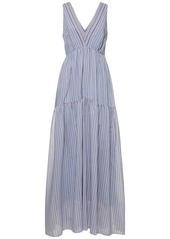 Brunello Cucinelli Striped Cotton & Silk Gauze Long Dress