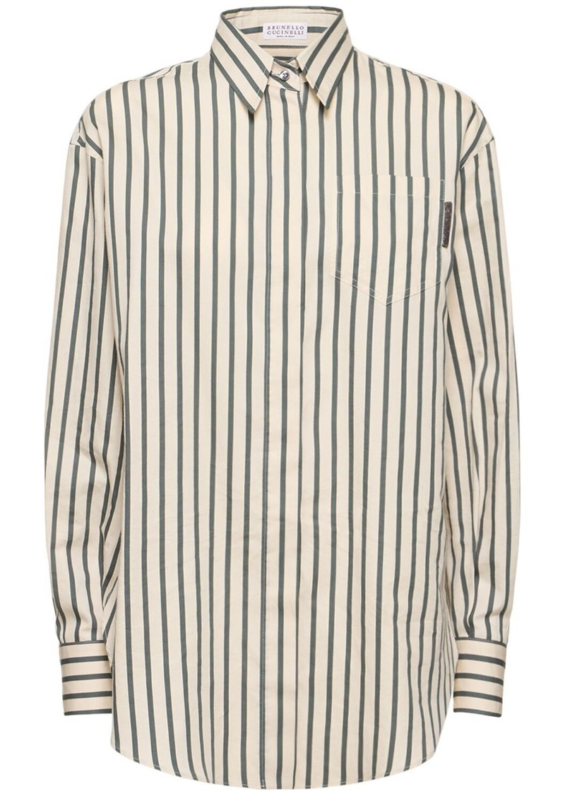 Brunello Cucinelli Striped Cotton & Silk Shirt