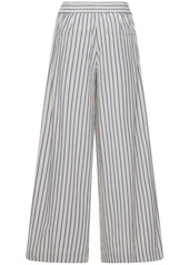 Brunello Cucinelli Striped Cotton Poplin Wide Pants