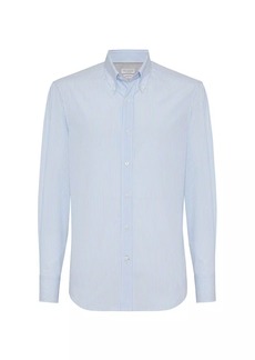 Brunello Cucinelli Striped Cotton Slim-Fit Shirt with Button Down Collar