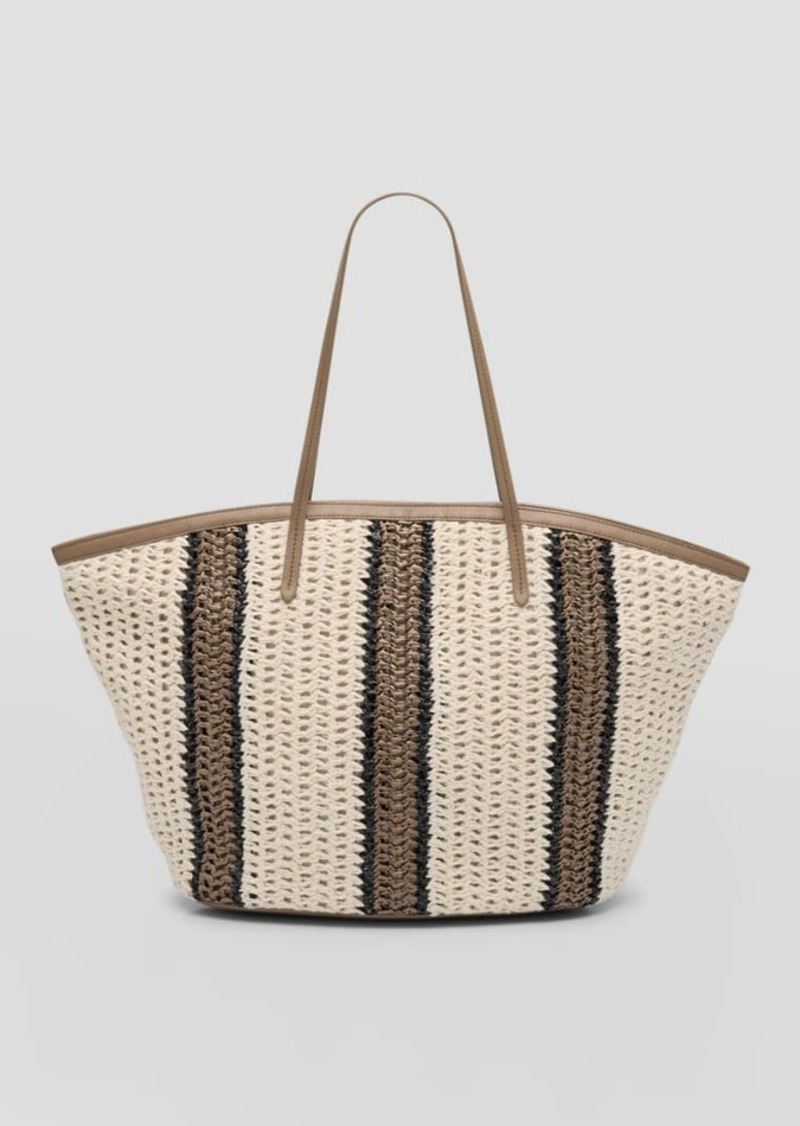 Brunello Cucinelli Striped Crochet Tote Bag