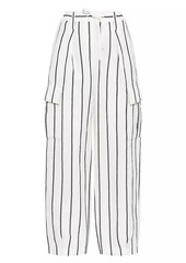 Brunello Cucinelli Striped Linen And Cotton Baggy Cargo Trousers