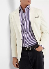 Brunello Cucinelli Striped Poplin Slim Fit Shirt with Spread Collar