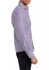 Brunello Cucinelli Striped Poplin Slim Fit Shirt with Spread Collar