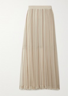 Brunello Cucinelli Striped Silk-georgette Wrap-effect Maxi Skirt
