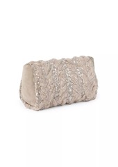 Brunello Cucinelli Suede and Alpaca Clutch Bag with Dazzling Fern Embroidery