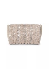 Brunello Cucinelli Suede and Alpaca Clutch Bag with Dazzling Fern Embroidery