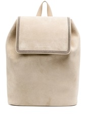 Brunello Cucinelli suede backpack with drawstring detail