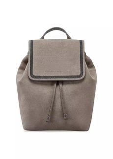 Brunello Cucinelli Suede Backpack with Precious Contour