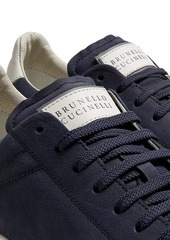 Brunello Cucinelli Suede-Trim Low-Top Leather Sneakers