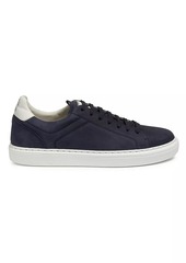 Brunello Cucinelli Suede-Trim Low-Top Leather Sneakers